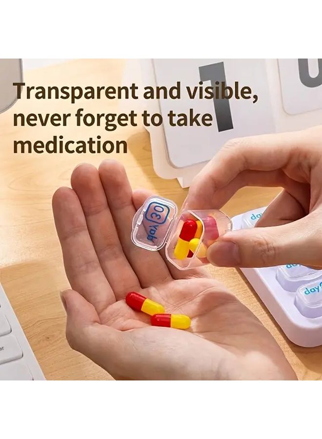 Transparent 31 Day Pill Organizer With Daily Dispenser Portable Medication Box - Image 5