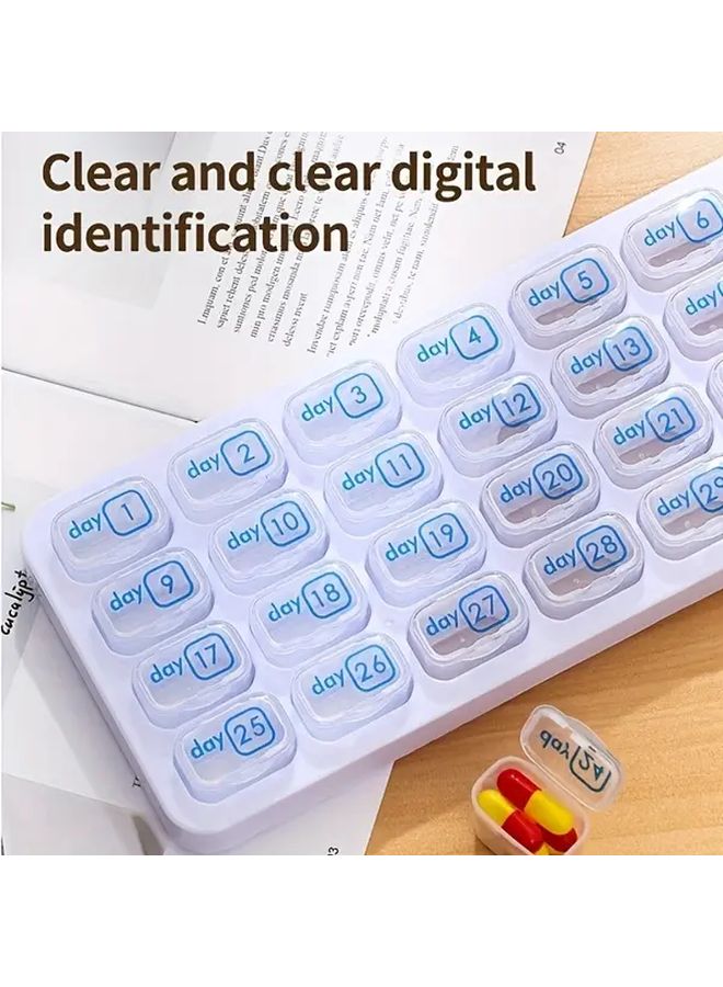 Transparent 31 Day Pill Organizer With Daily Dispenser Portable Medication Box - Image 4