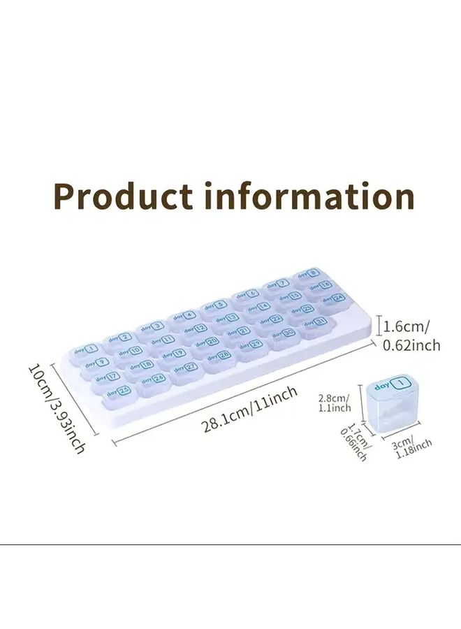 Transparent 31 Day Pill Organizer With Daily Dispenser Portable Medication Box - Image 3