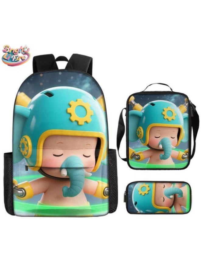 Bright Li Fire Unlock the new fashion of childish fun! Three-piece set of bags, cartoon elements for children and teenagers (students, children, friends' outings, mountain climbing, schooling, etc. can be used) - 66  - Image 1