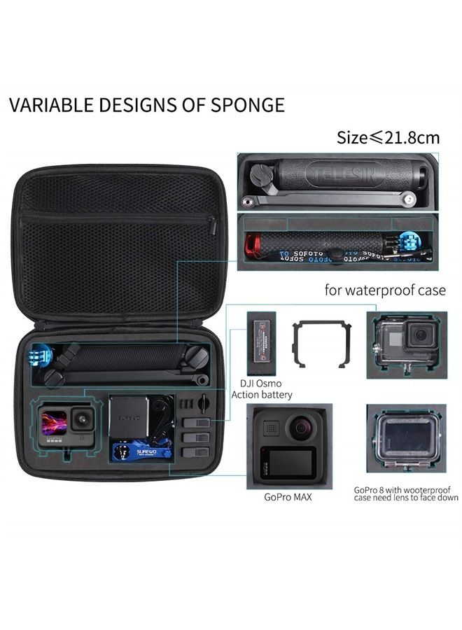 SUREWO Surface-Waterproof Carrying Case Compatible with GoPro Hero 11/10/9/8/7/(2018)/6/5 Black,DJI Osmo Action,AKASO/Campark/YI Action Camera and More (Medium) - Image 2