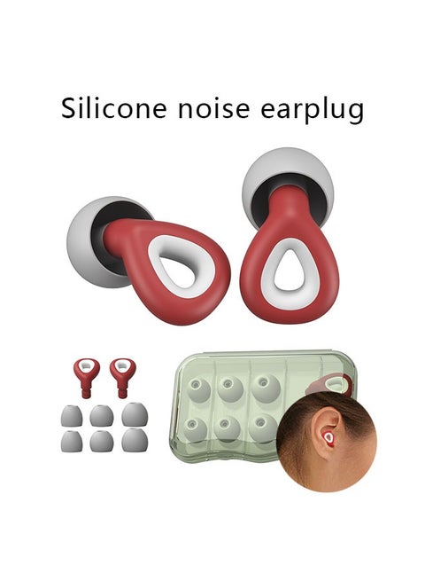 EarPlugs for Noise Cancelling Ear Protection EarPlugs for Sleep, Concerts, Work, Study, 6 Size Eartips with Small Box,Perfect -30dB Silicone Earplugs for Noise Reduction(color Wine)