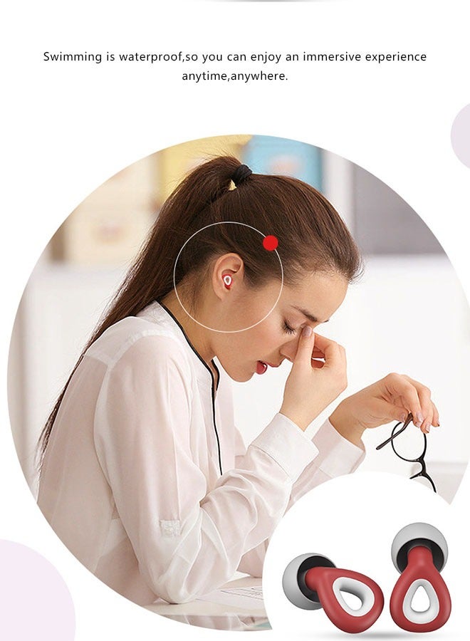 EarPlugs for Noise Cancelling Ear Protection EarPlugs for Sleep, Concerts, Work, Study, 6 Size Eartips with Small Box,Perfect -30dB Silicone Earplugs for Noise Reduction(color Wine)