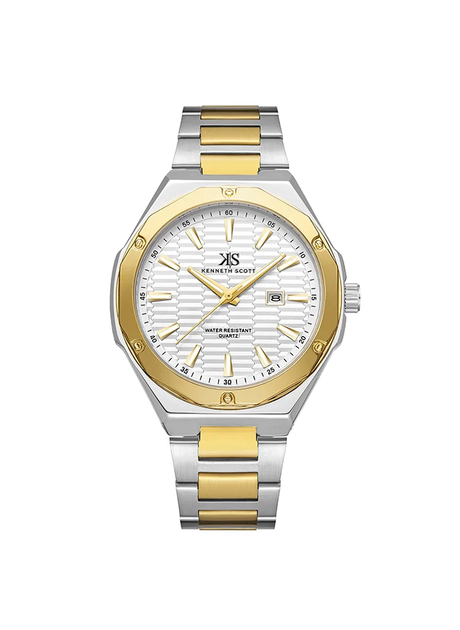 KENNETH SCOTT Kenneth Scott Men's White Dial Analog Watch - K23026-TBTW
