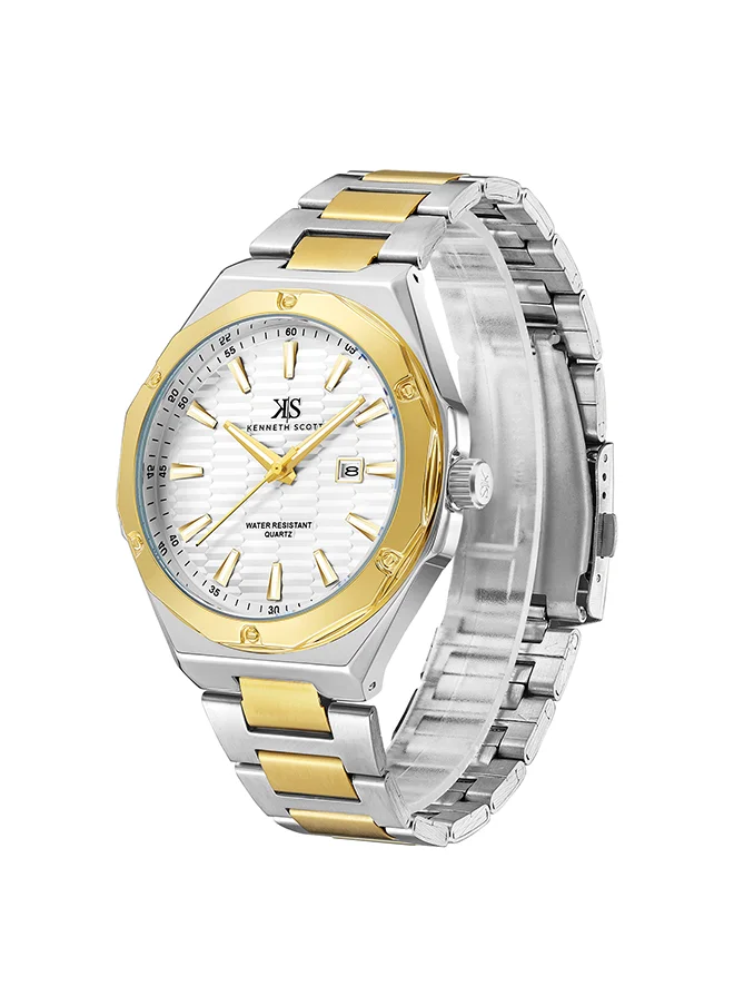 KENNETH SCOTT Kenneth Scott Men's White Dial Analog Watch - K23026-TBTW