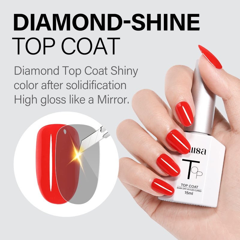 AILLSA Base and Top Coat Gel Nail Polish Top and Base Coat Nail Polish Soak Off Long Lasting Clear Base Gel High Gloss Shine No Wipe Top Coat for DIY Nail Art at Home 0.51 Fl Oz - Image 4