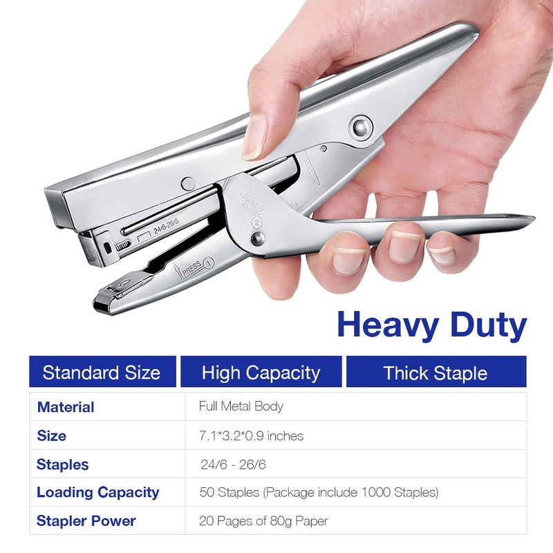 Lanhope Stapler Heavy Duty with 1000 Staples and Staples Remover Set 20 Sheets Desktop Office Work Student Teacher Large Capacity No Jam Professional Standard 24/6 Metal - Image 2