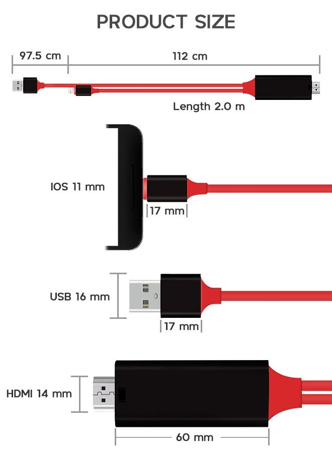 Generic - Lightning To HDMI HDTV AV TV Cable Adapter 1080P Compatible with All Types of Devices - Image 1