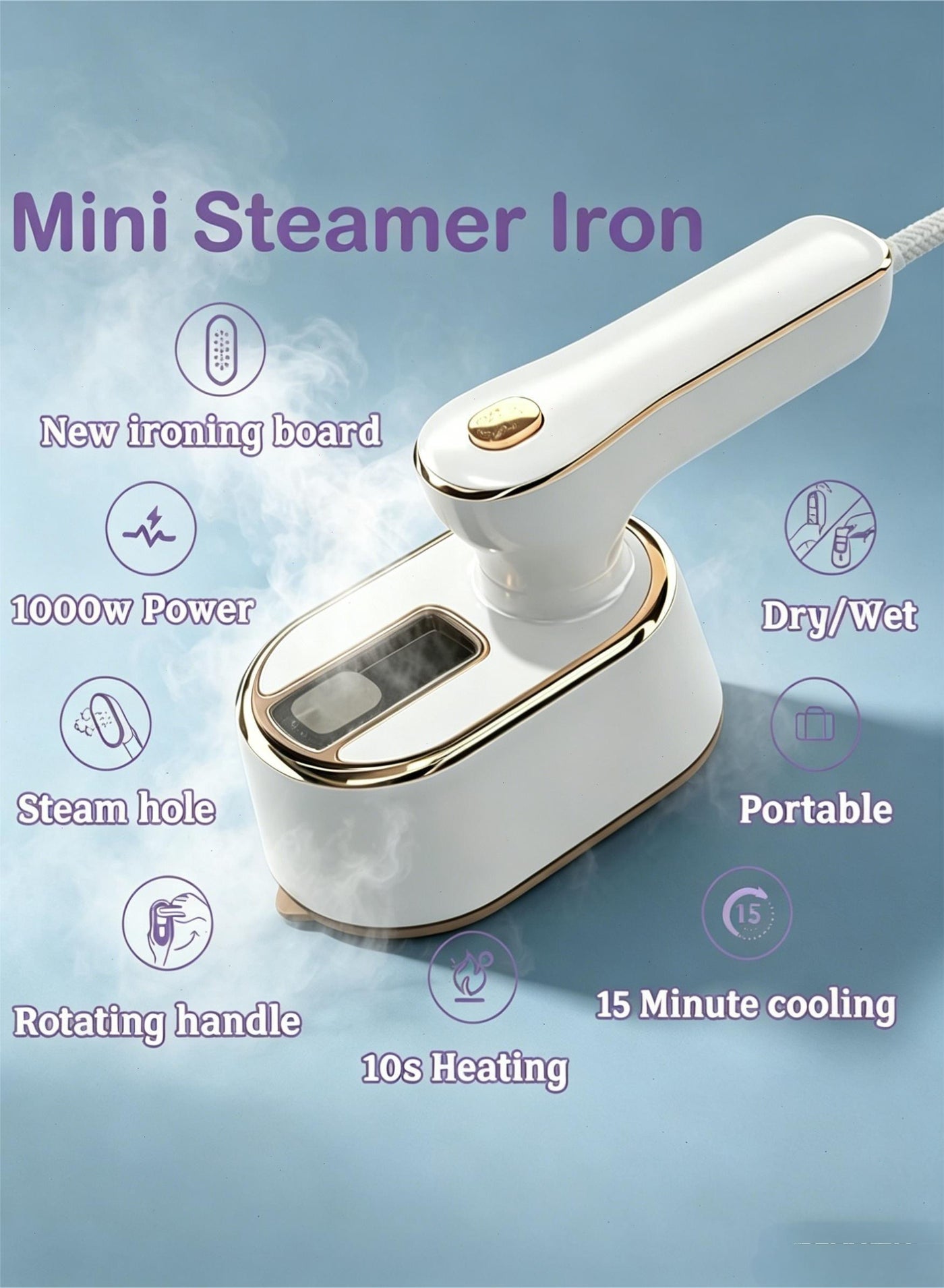 Garment Steamer - Fast Heat-Up Iron Steamer for Clothes,High-Power Portable Iron, Small Size Travel Steamer Iron, College Dorm Home Essentials