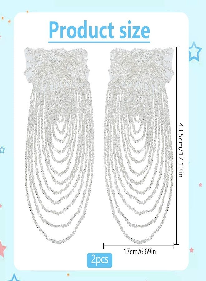 BEUNITONE 2 PCS Silvery Sequin Bead Shoulder Tassels for Clothing - Retro Bridal Wedding Dress Accessories, Handmade Gorgeous Decorative Tassels for Evening Gowns, Costumes, Photo Shoots,Party Decor - Image 2
