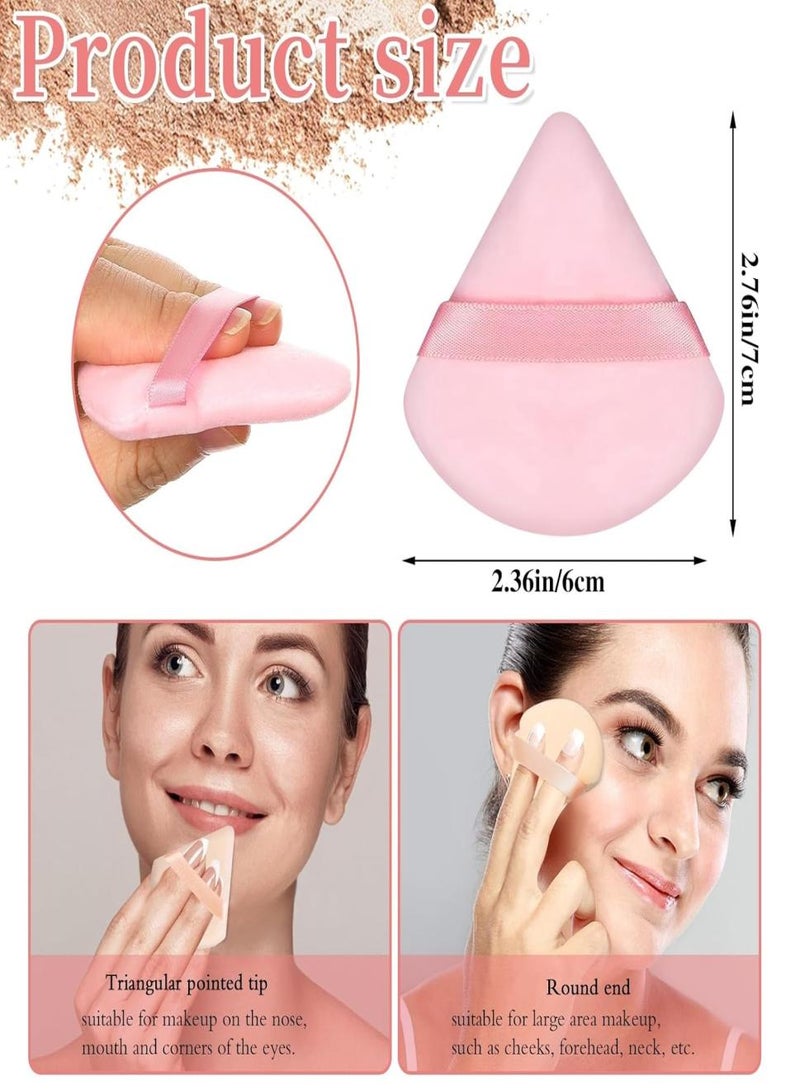 KHAJUL 6 Pieces Pink Powder Puff Face Soft Triangle for Loose and Body Powder, Velour Makeup Sponge Set Setting Powder Puff Makeup Tools - Image 2