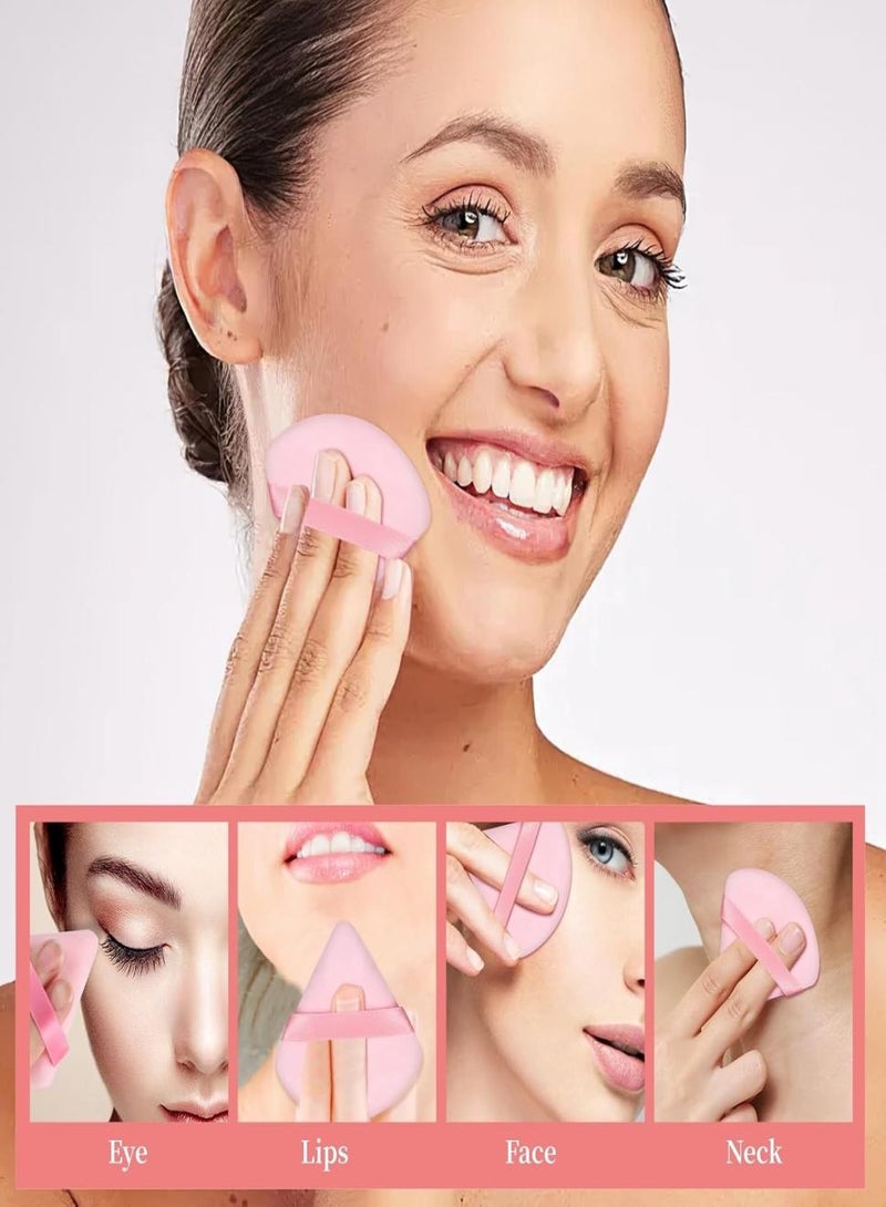 KHAJUL 6 Pieces Pink Powder Puff Face Soft Triangle for Loose and Body Powder, Velour Makeup Sponge Set Setting Powder Puff Makeup Tools - Image 5