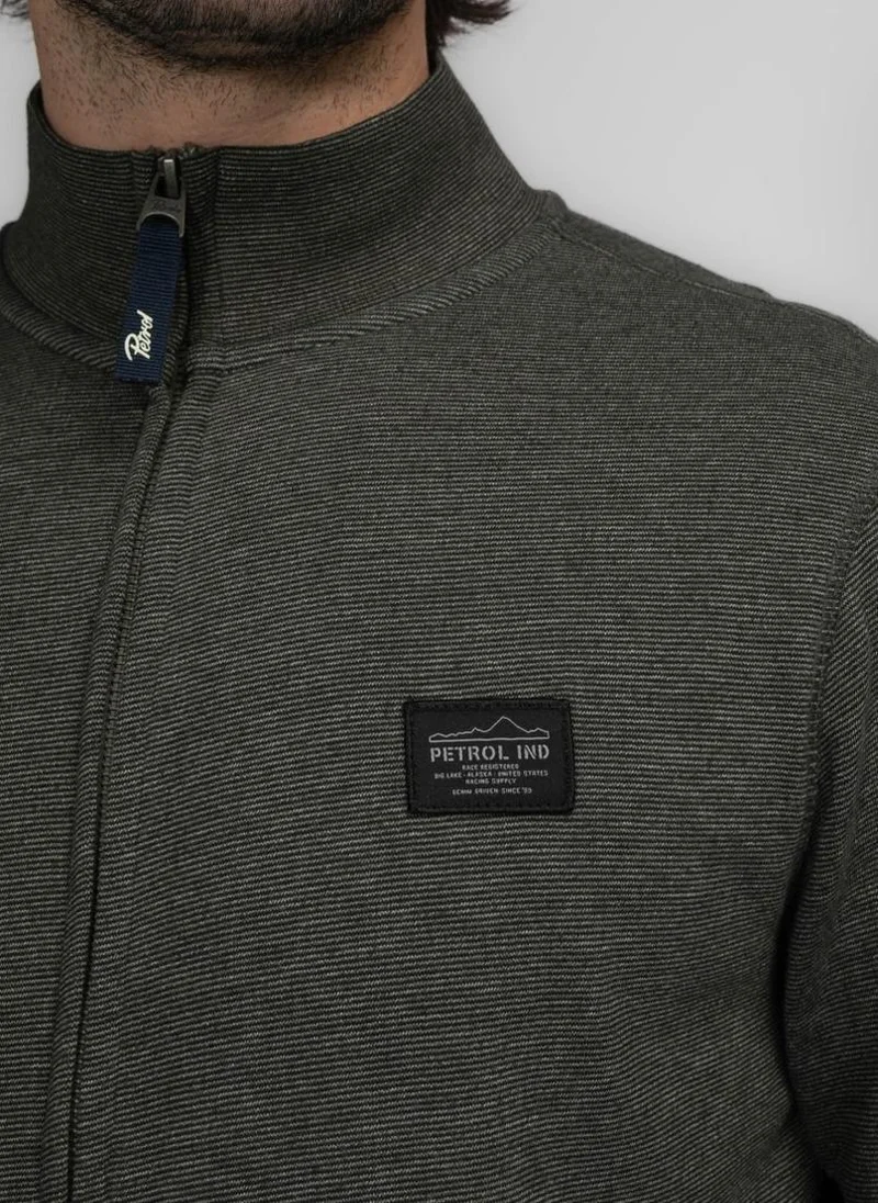 Petrol Industries 6088-Army Green Men Sweater Collar Zip for Men | Best Price UAE