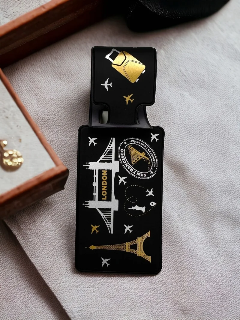 Gempo 3 Pieces Vegan Leather Suitcase Tag Holder Bag Luggage Hanger Suitcase Tag Luggage Tag Bag Name Tag