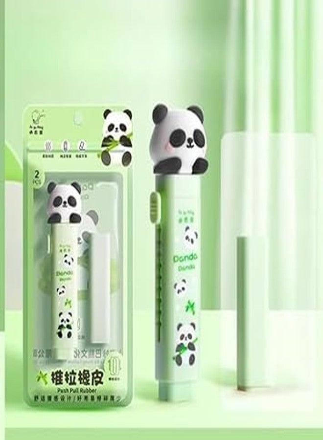VIBRAL Eraser for Kids – Panda Cutter Shaped Eraser Pen Cute Pencil Stationery Retractable Rubber Stick Eraser Set for Kids Students Birthday Return GIF Party Favour Pack of 1 - Image 3