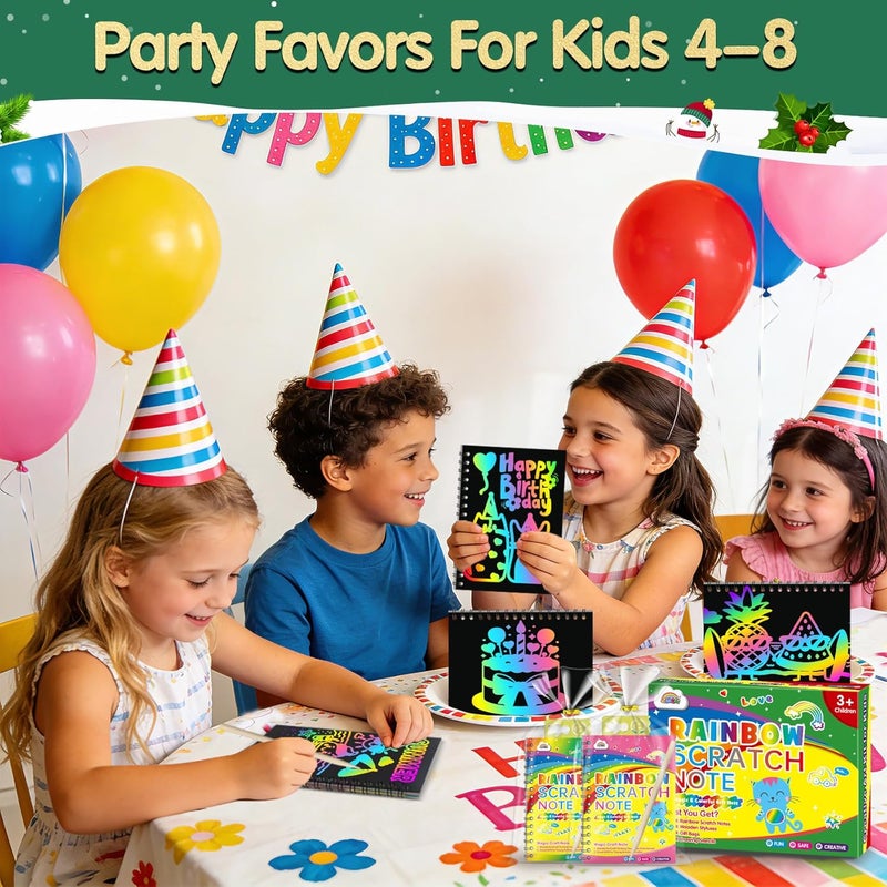 ZMLM Scratch Art Party Favors: Birthday Gifts Goodie Bags Stuffers Rainbow Scratch Paper Craft Notebooks for Kids 4-8 Classroom Prize Students End School Supplies Toy Girls Boys Return Gift (16) - Image 3