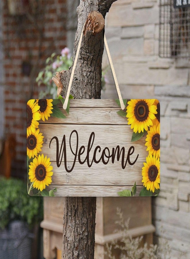Vdsrup Vintage Sunflowers On Wooden Board Hanging Door Sign Plaque Spring Summer Autumn Sunflower Wall Sign with Hanging String Decorative Welcome Hanging Sign for Front Porch Home Decor 6x11 inches - Image 5