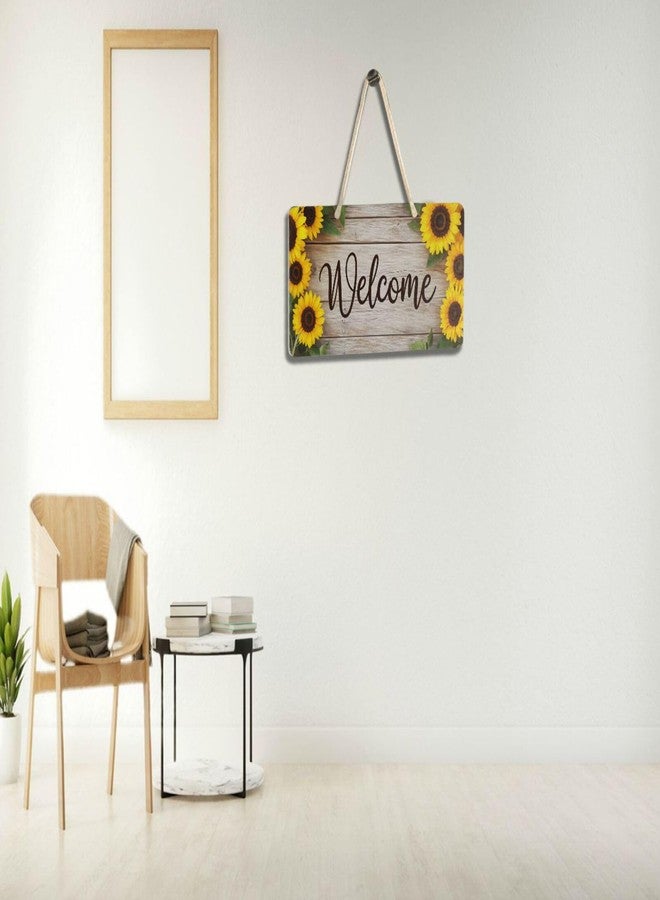 Vdsrup Vintage Sunflowers On Wooden Board Hanging Door Sign Plaque Spring Summer Autumn Sunflower Wall Sign with Hanging String Decorative Welcome Hanging Sign for Front Porch Home Decor 6x11 inches - Image 4