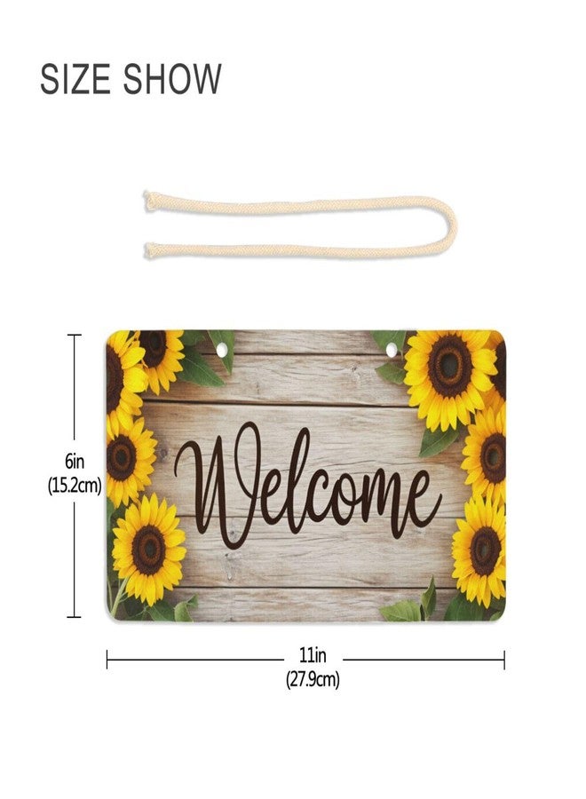 Vdsrup Vintage Sunflowers On Wooden Board Hanging Door Sign Plaque Spring Summer Autumn Sunflower Wall Sign with Hanging String Decorative Welcome Hanging Sign for Front Porch Home Decor 6x11 inches - Image 2