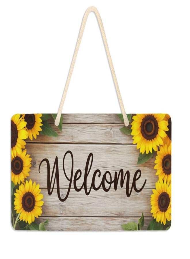 Vdsrup Vintage Sunflowers On Wooden Board Hanging Door Sign Plaque Spring Summer Autumn Sunflower Wall Sign with Hanging String Decorative Welcome Hanging Sign for Front Porch Home Decor 6x11 inches - Image 1