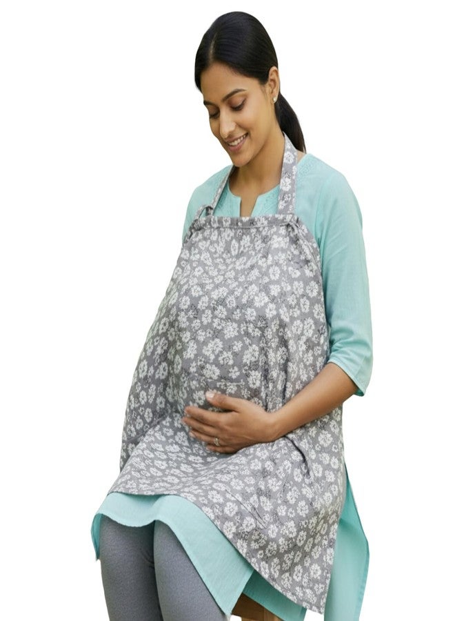 BabyMoo Baby Moo Nursing Cover for Feeding Moms | Breathable Soft Cotton Nursing Cover for Breast Feeding | Multi Use Breast Feeding Cover for Mothers | Feeding Apron for Moms - Grey - Image 1