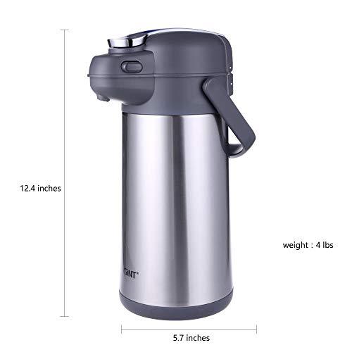 GiNT 101 Oz Airpot Coffee Dispenser with Pump, Insulated Coffee Carafe for Hot Liquids, Stainless Steel Vacuum Insulated Pump Dispenser for Hot/Cold Beverages (3L) - Image 2