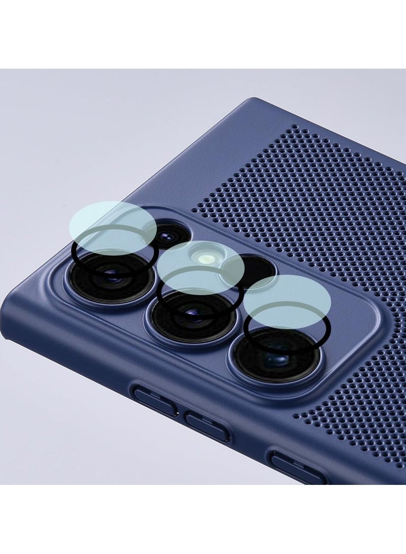 حافظة تبديد الحرارة مع واقي عدسة الكاميرا المدمج، مقاس نحيف مسامي، تبريد مضاد لبصمات الأصابع، غطاء خلفي صلب مقاوم للصدمات لهاتف سامسونج جالاكسي S24 الترا (أزرق) - Image 2