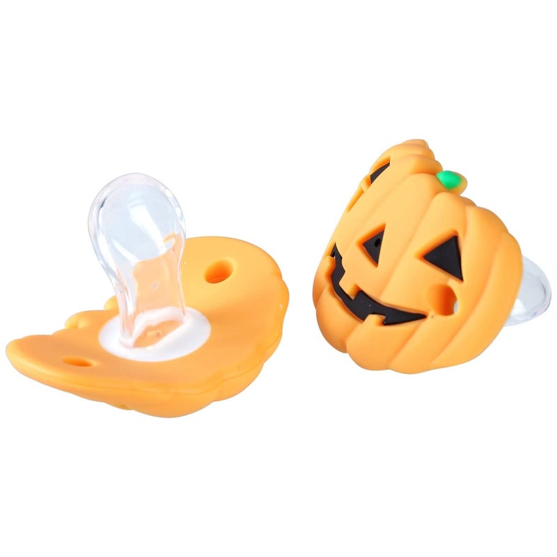 BinaryABC Halloween Pumpkin Baby Pacifier,Halloween Silicone Baby Nipple,Halloween Party Favors Gifts,2Pcs - Image 3