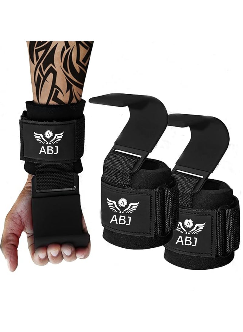 ABJ Weight Lifting Hooks (Pair), Heavy Duty Power Wrist Straps Hand Grip Support For Deadlifts, Pull Ups, Shrugs - Gym Gloves For Men and Women - Image 1