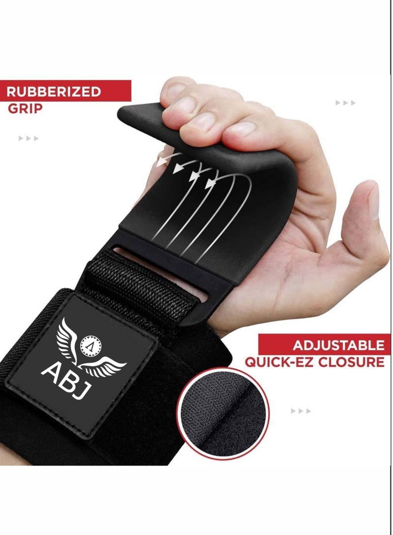 ABJ Weight Lifting Hooks (Pair), Heavy Duty Power Wrist Straps Hand Grip Support For Deadlifts, Pull Ups, Shrugs - Gym Gloves For Men and Women - Image 2