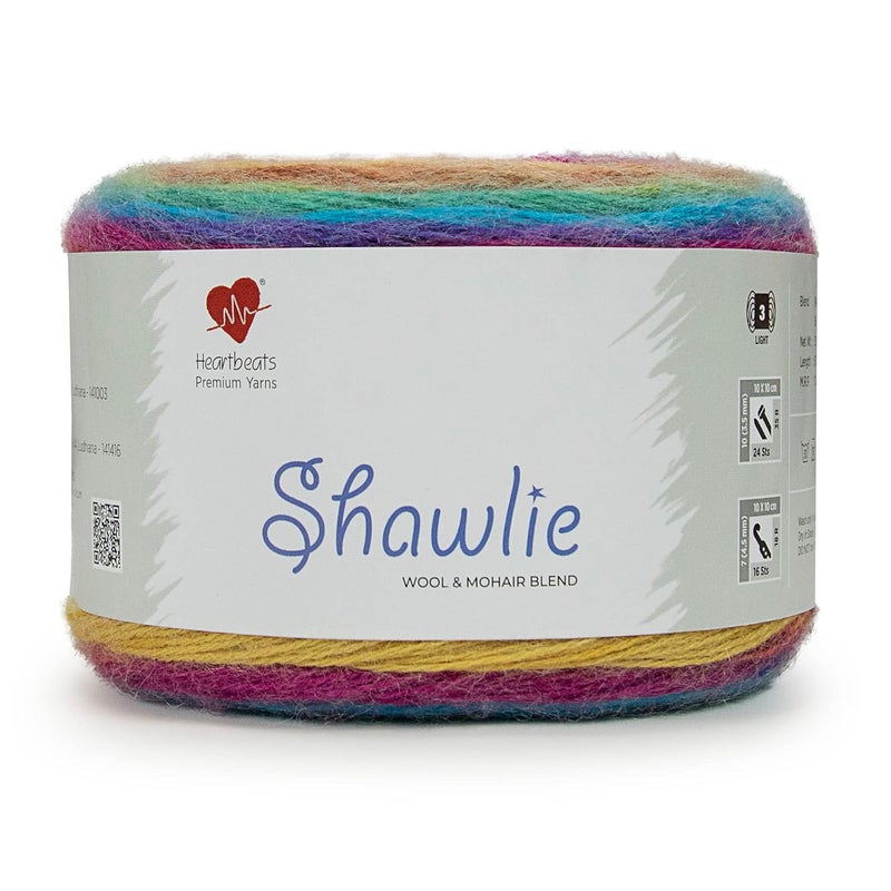 Heartbeats Shawlie Is A Premium Tri Blend Of Mohair, Wool & Acrylic. Pack Of 1 Ball - 150Gm.(Shl010), Multicolor - Image 1