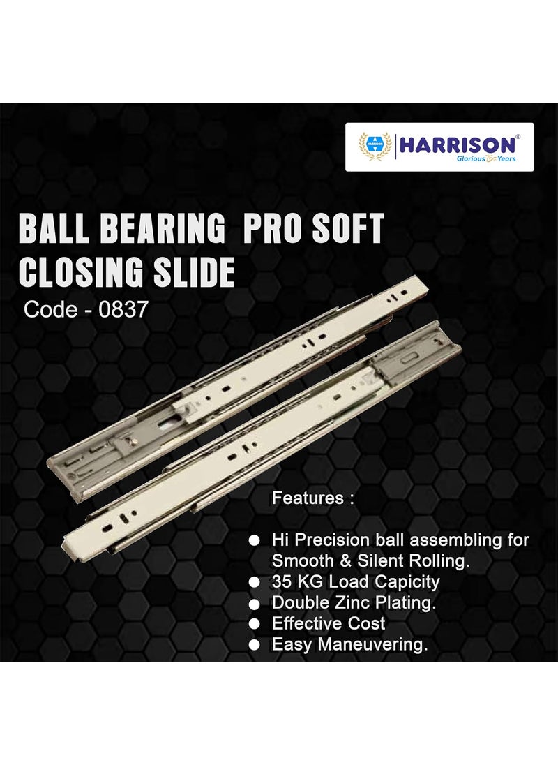 Harrison Harrison Telescopic Ball Bearing Soft Closing Slide 0837 Drawer Channel Steel 18 inch Soundless Modular Kitchen Drawer Slides Rust Free Load Bearing Capacity 35 kg Furniture Hardware  - Image 3