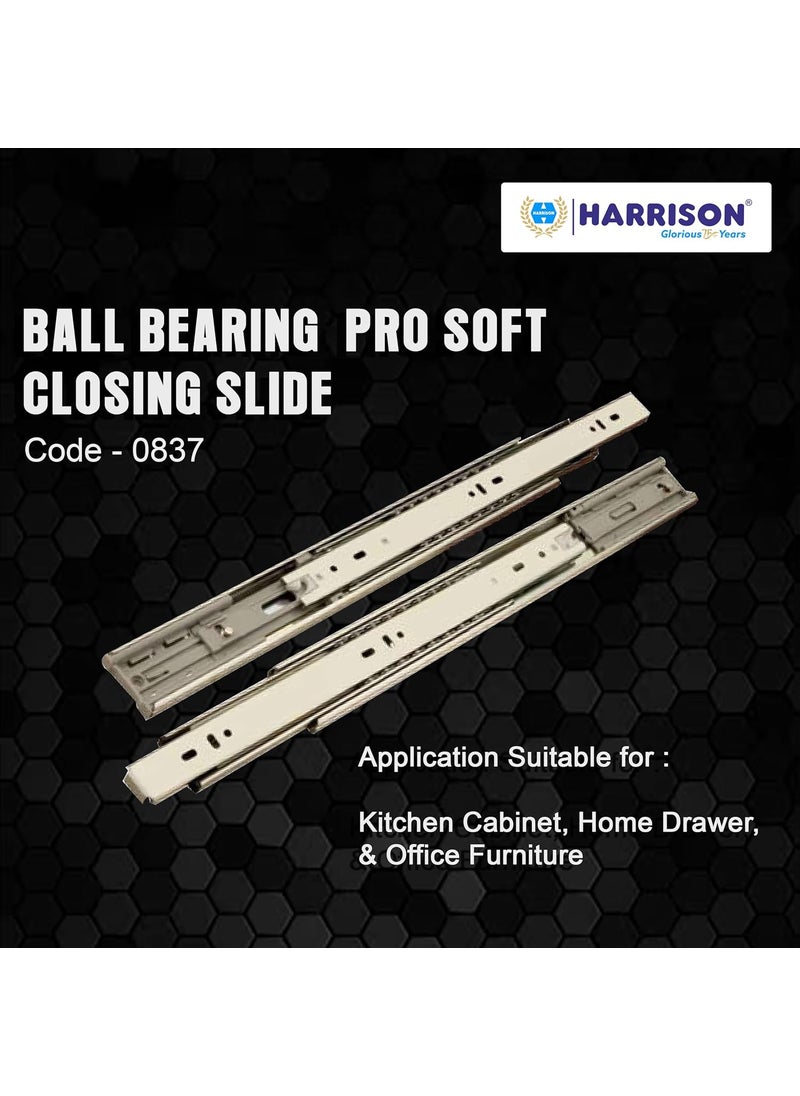 Harrison Harrison Telescopic Ball Bearing Soft Closing Slide 0837 Drawer Channel Steel 18 inch Soundless Modular Kitchen Drawer Slides Rust Free Load Bearing Capacity 35 kg Furniture Hardware  - Image 4