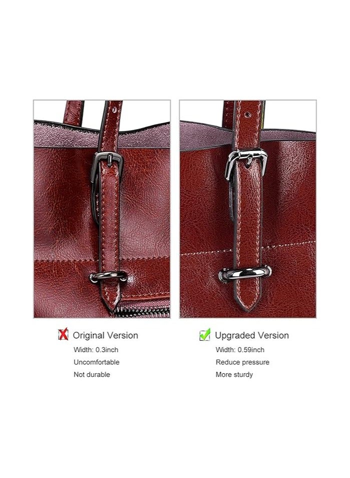 NIBEMINENT Women Vintage Genuine Leather Tote Shoulder Bag Handbag Purse Big Large Capacity  - Image 3