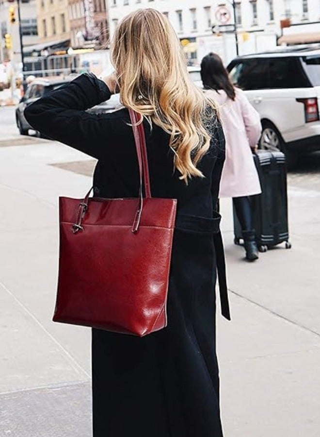 NIBEMINENT Women Vintage Genuine Leather Tote Shoulder Bag Handbag Purse Big Large Capacity  - Image 2