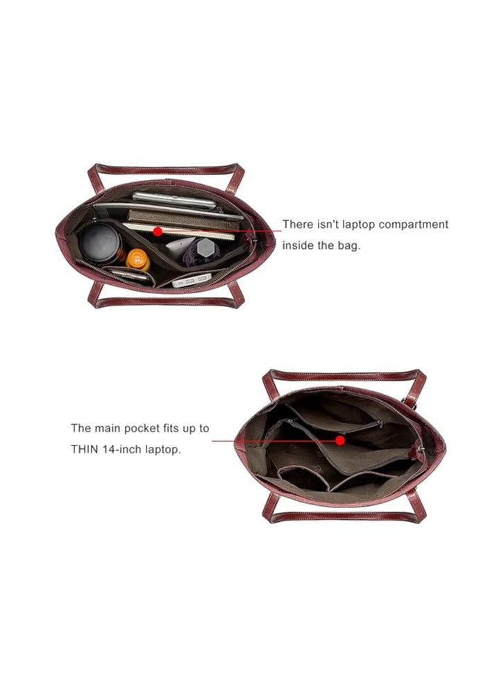 NIBEMINENT Women Vintage Genuine Leather Tote Shoulder Bag Handbag Purse Big Large Capacity  - Image 5