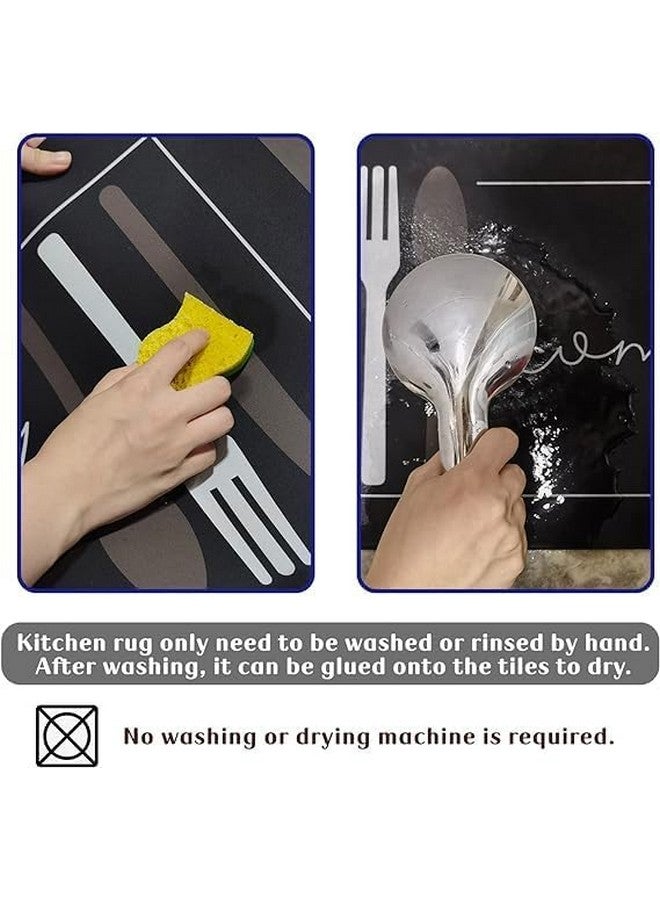 Home-Cloud مجموعة سجادات المطبخ المضادة للإرهاق HomeCloud 2 قطعة سجادات مطبخ غير قابلة للانزلاق للسقف سجادات ومفارش مطبخ مريحة مقاومة للماء للوقوف في المطبخ (ملعقة_سكين_أخضر) - Image 5
