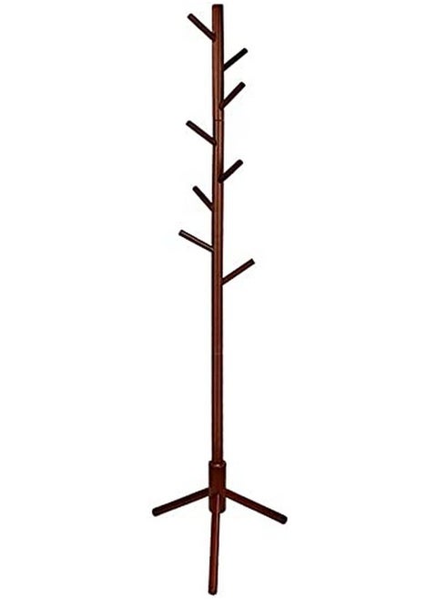 Ash & Roh® Wooden Tree Coat Rack with 3 Adjustable Sizes, 8 Hooks, Free Standing Solid Coat Hanger Stand for Clothes, Garment, Hats, Umbrellas, Scarves in Hallway (Brown)
