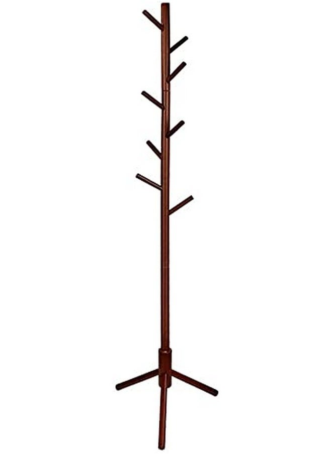 Ash & Roh Ash & Roh® Wooden Tree Coat Rack with 3 Adjustable Sizes, 8 Hooks, Free Standing Solid Coat Hanger Stand for Clothes, Garment, Hats, Umbrellas, Scarves in Hallway (Brown)  - Image 1