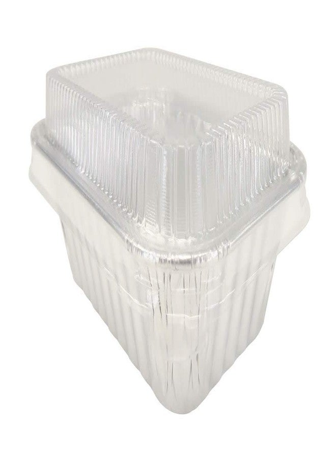 KitchenDance.com KitchenDance Disposable Aluminum Mini Loaf Pans without Lid - 6 Ounces Rectangular Individual Aluminum Foil Pan for Cakes, Cobblers - Oven Safe Aluminum Baking Pans, #4004 (Silver Polka Dot, 100) - Image 1