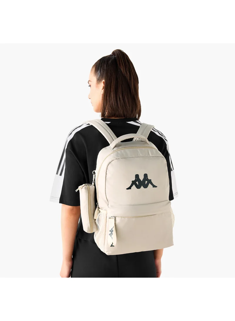كابا Kappa Logo Print Backpack with Adjustable Shoulder Straps and Pouch