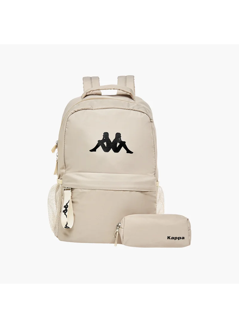 كابا Kappa Logo Print Backpack with Adjustable Shoulder Straps and Pouch