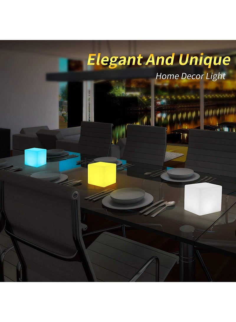 SOLARAE LED Cube Night Light, 4-Inch, 16 Colors & Remote Control, Battery Mood Lamp, Ambient Lighting, Girls Night Light for Kids, Polyethylene, Decorative, Fun & Safe, Finish Cube, Milky White - Image 2