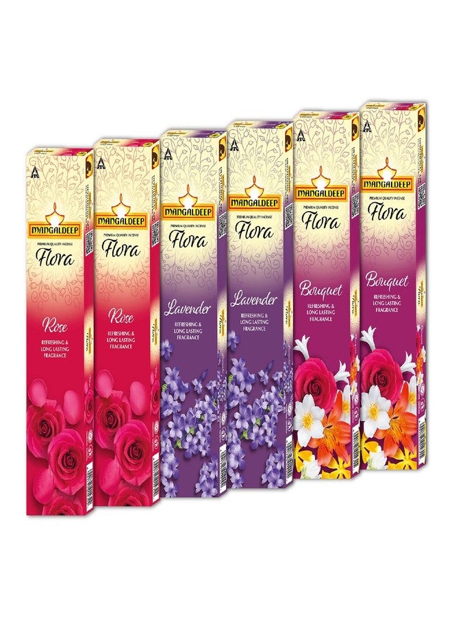 Mangaldeep Flora Combo - Rose, Lavender and Boquet incense Sticks - 690Gms - Image 1