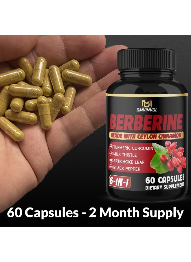BMVINVOL Berberine Supplement 4700mg - Highest Potency with Ceylon Cinnamon, Turmeric - Supports Immune Function, Healthy Blood Sugar, Glucose Metabolism - Berberine HCl Supplement Pills - 2 Months Supply  - Image 3