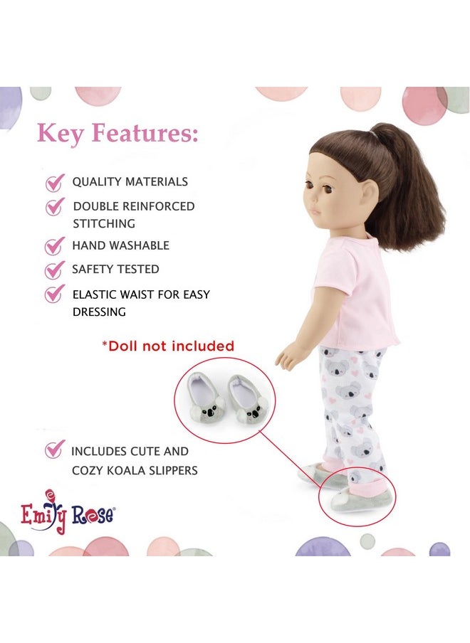 Emily Rose Emily Rose 18 Inch Doll Clothes & Accessories Cozy PJ Pajamas Sleepover Outfit Set | Koala 18" Doll Pajama Gift Set with Doll Slippers, Pet Koala Toy and Doll Pillow Accessory!  - Image 4