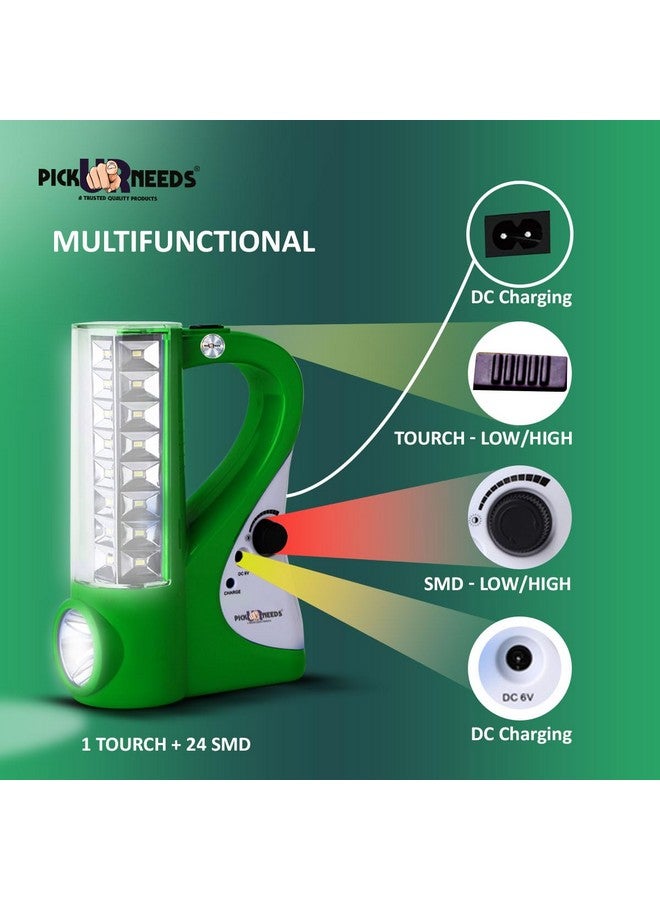 Pick Ur Needs Rechargeable Emergency 2 In1 Home LED Torch Lantern Lamp Light With 24 SMD Light Torch (Green), 500 Lumens - Image 2