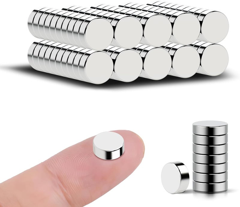 Vruelia 100-Pack Strong Refrigerator Magnets - Silver Nickel Round Small Mini Sizes for Fridge, Whiteboard, Math, Office & Home (8x3mm) - Image 1