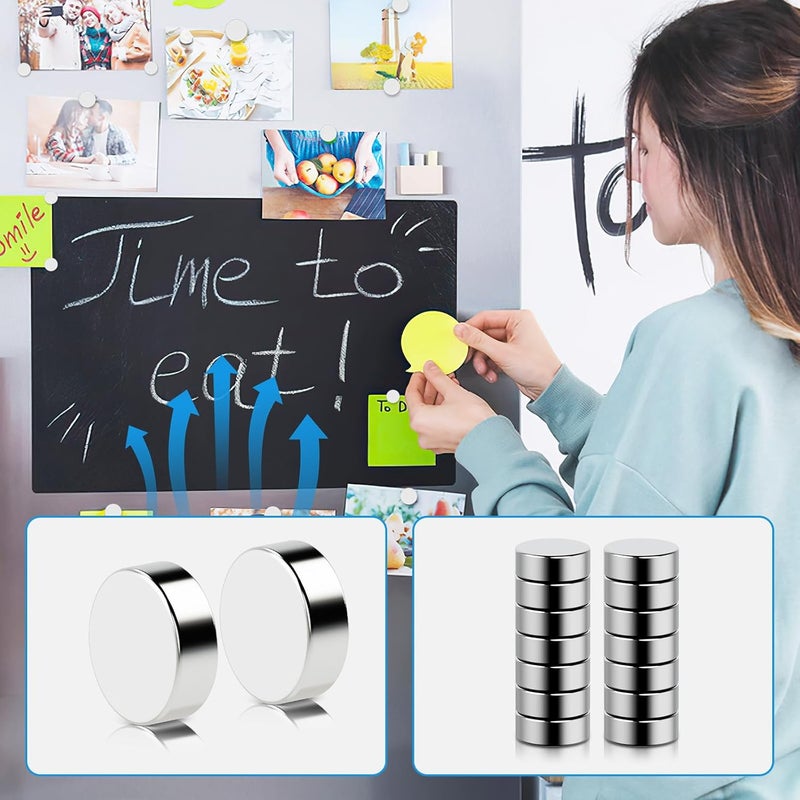 Vruelia 100-Pack Strong Refrigerator Magnets - Silver Nickel Round Small Mini Sizes for Fridge, Whiteboard, Math, Office & Home (8x3mm) - Image 4