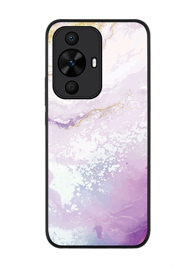 Stylizedd حافظة حواف سوداء متينة لهواتف هواوي نوفا 12s / هواوي نوفا 11 / هواوي نوفا 12 لايت 4G، غلاف رفيع مرن مضاد للسقوط - طباعة رخامية بحرية - Image 1